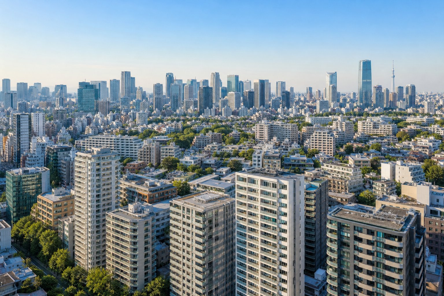 東京都区部の高層マンション群