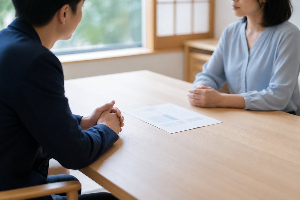 不動産会社に仲介手数料の条件を確認するイメージ