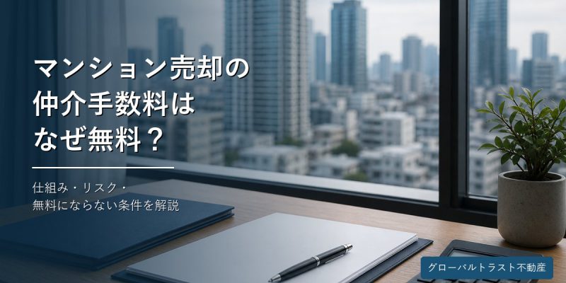 マンション売却の仲介手数料が無料になる仕組みを解説するイメージ